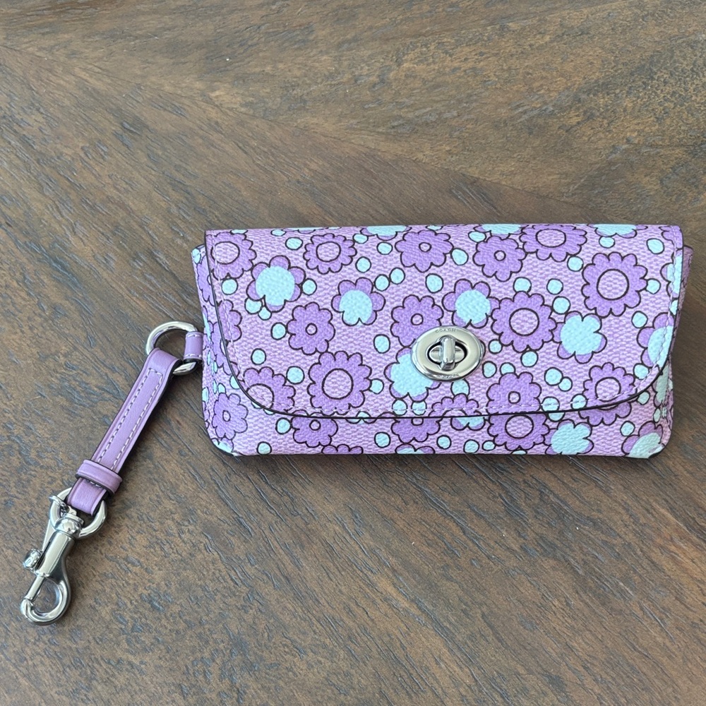 Floral Purple Wristlet Eye Case Coach